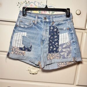 American Eagle Blue Jean Shorts with Patchwork Design